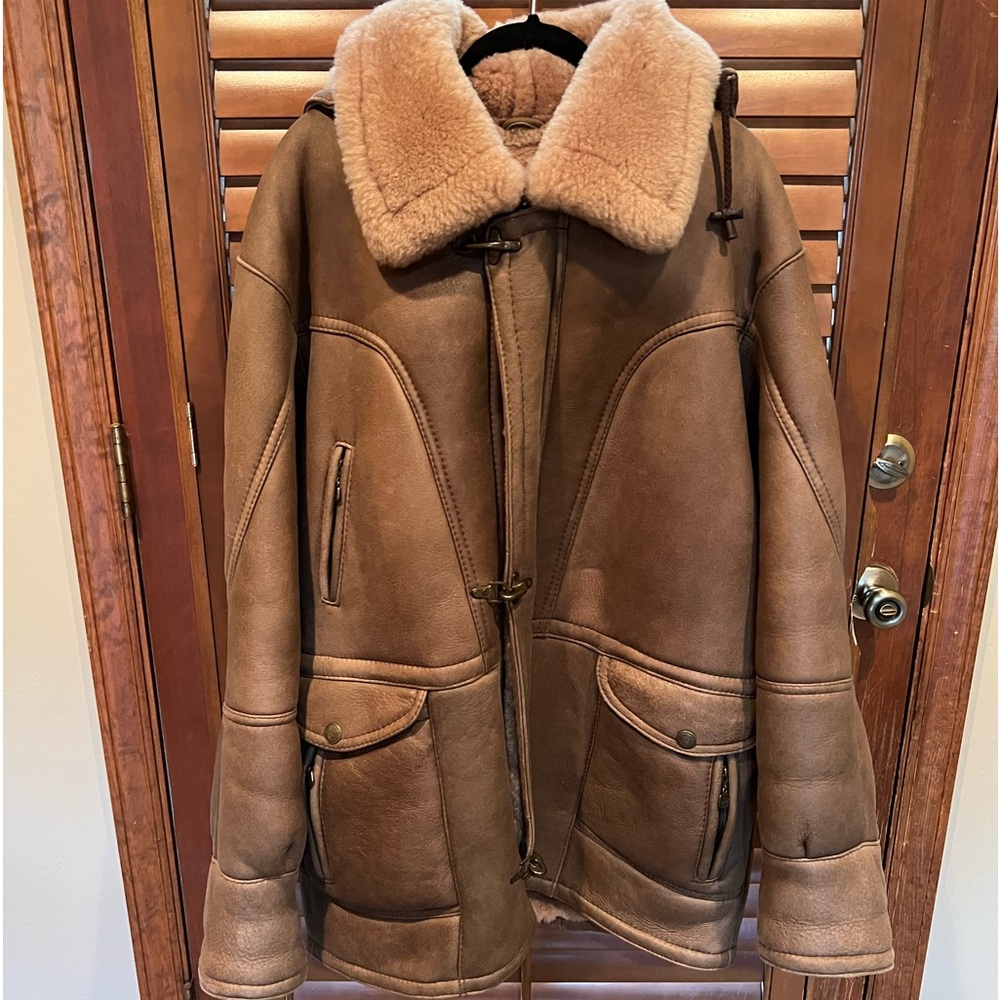 Incredible! Men’s Leather and Wool Brown Super Heavy Winter Coat!! Size L!